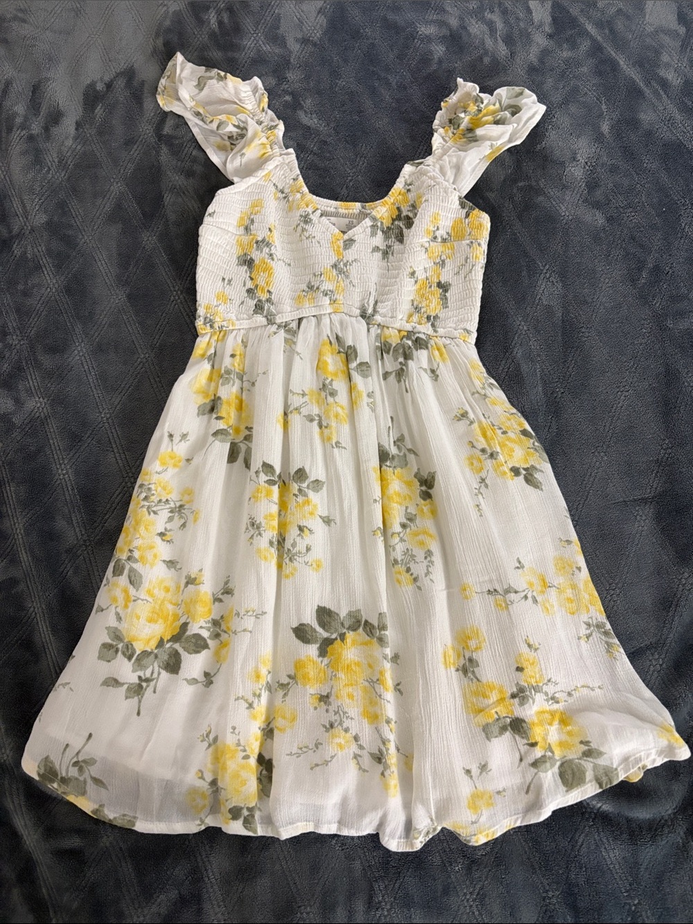 Hollister White Dress with Yellow Floral Print